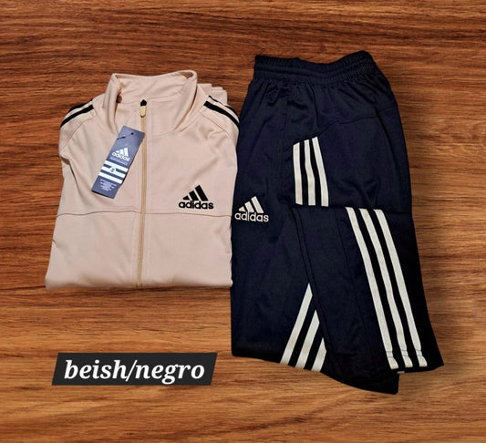 Conjunto Adidas Hombre Beige con Negro
